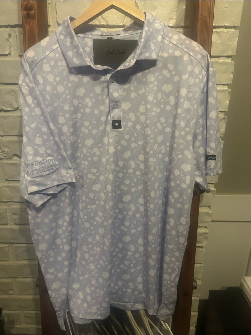 NWT Bad Birdie Baby Lush Golf Purple White Polo Shirt Mens XXL